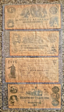 Lot of 4 Confederate States of America Bills $100, $100, $5 & $1