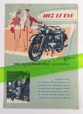 Altes Faltblatt MZ ES250 VEB Motorradwerk Zschopau DDR 1956 Werbung