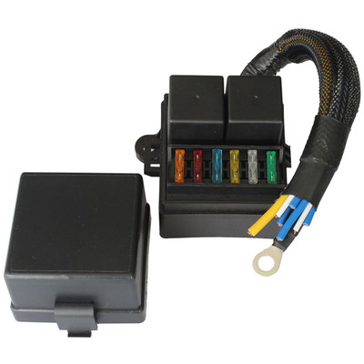 Pre-Wired Fuse Relay Box, 2 4-Pin 80A Relay Slots and 6 ATC/ATO Fuse Holder, Uni