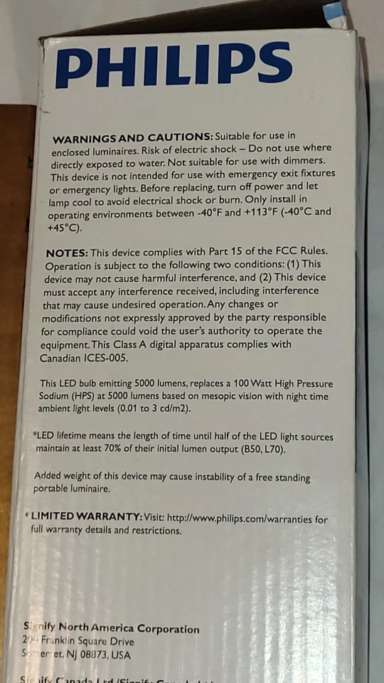 Philips LED HID Retrofit 557108 36 watt 120/277 volt Medium Screw E26 Base 5000k - Image 3 of 4