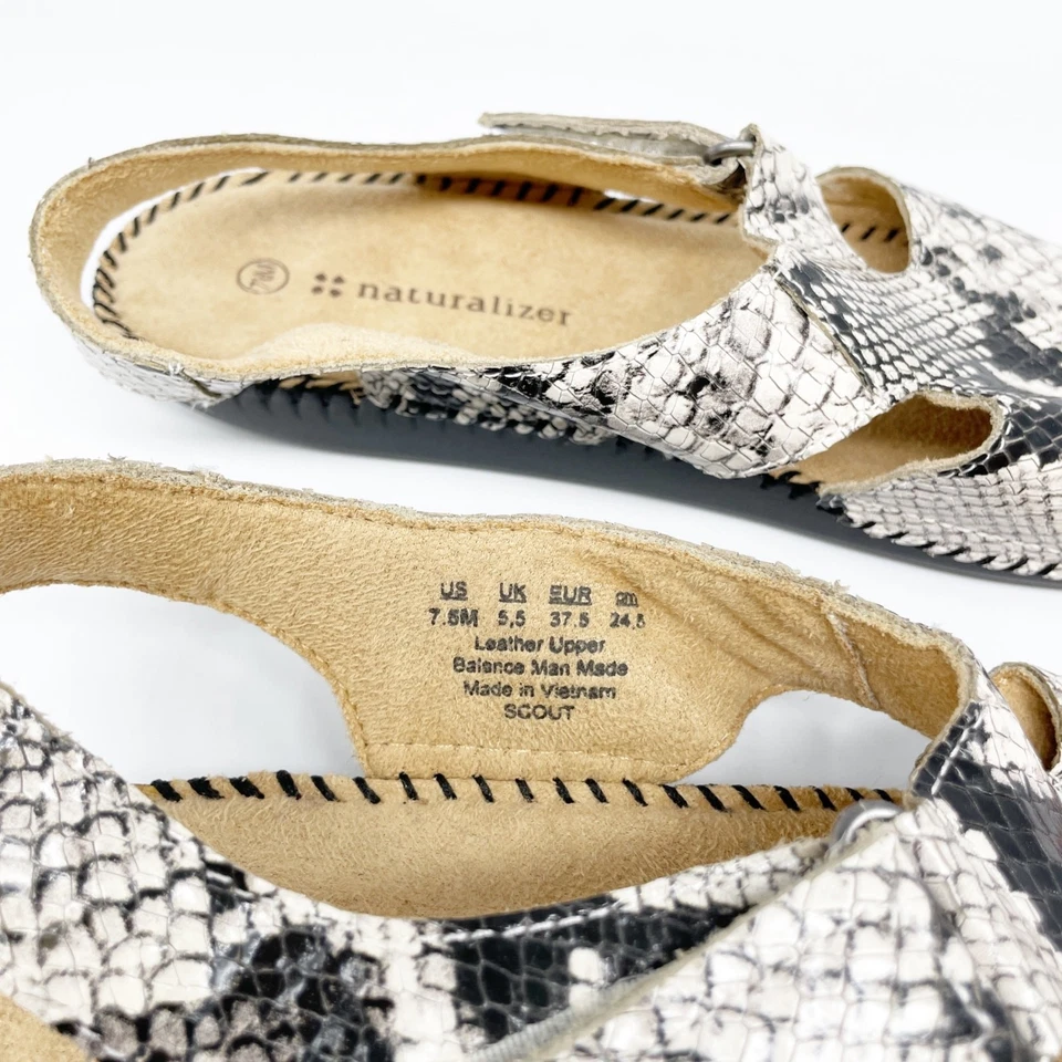 Sandalias planas Naturalizer Scout para mujer cuero alabastro gris negro talla 7,5 M Foto 3 de 4