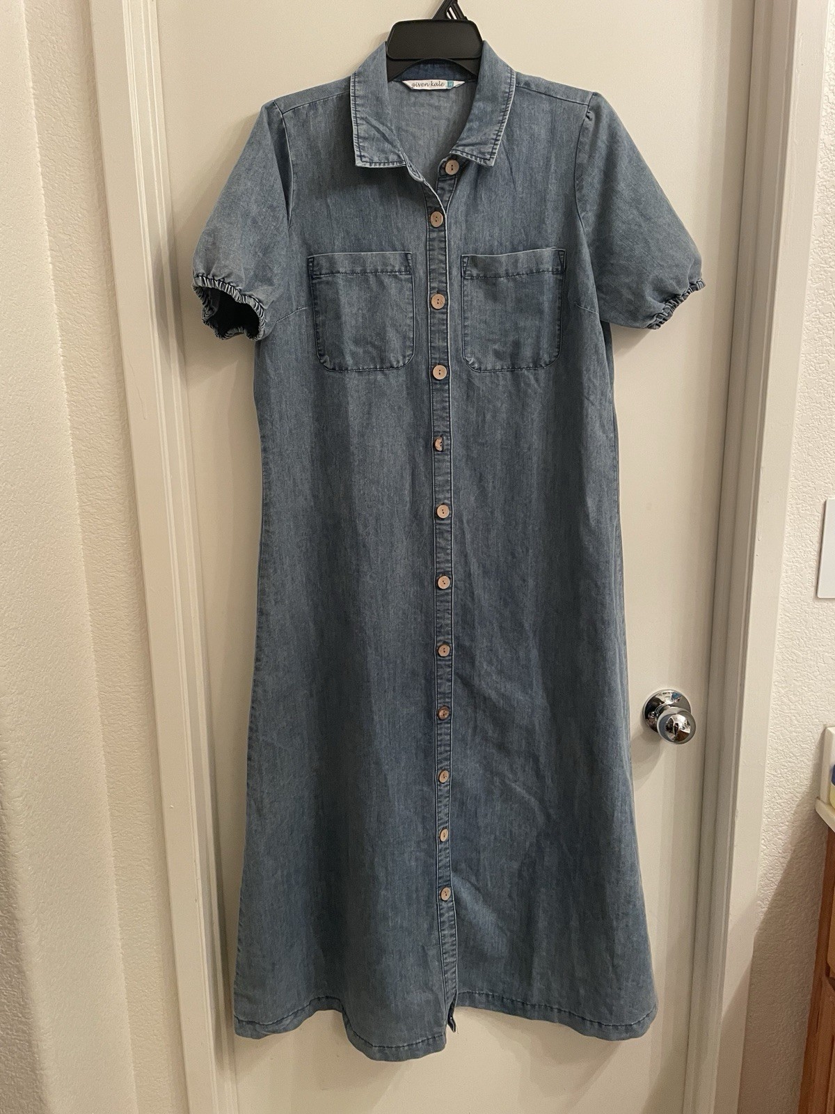 Given Kale Lightweight Denim Shirt Dress maxi-length Size Medium