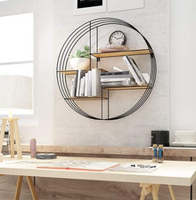 Metal Wire Wall Shelf Multi Section Floating Heavy Duty Storage Round Shelf Home