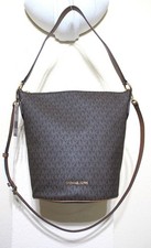 NEW Authentic MICHAEL KORS BROOKE Bucket Messenger/Shoulder MK Signature Brown