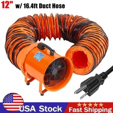 12" Utility Blower Exhaust Fan Extraction and Ventilation Fan w/ 16FT Duct Hose