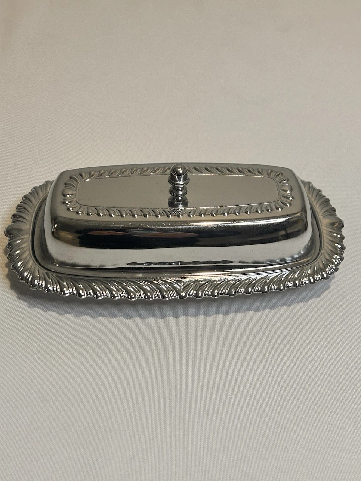 Chrome Butter Dish With Cover & Glass Tray Insert Irvin Ware