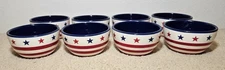Pier 1 Ice Cream Bowl Individual Dip Dishes Red White Blue Stars Stripes Set 8