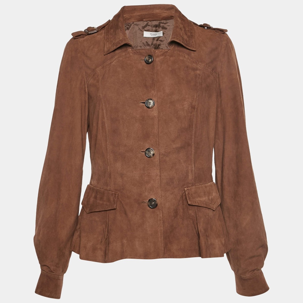 Prada Vintage Brown Suede Button Up Jacket M | eBay
