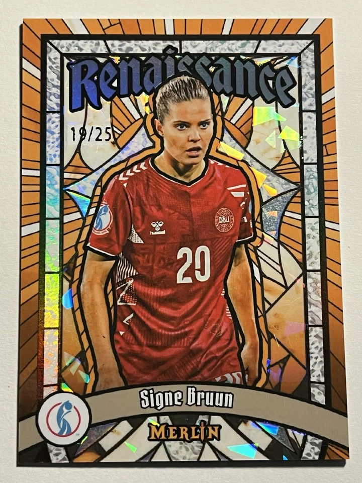 2025 Topps Merlin UEFA Womens EURO - Signe Bruun Renaissance ORANGE #/25 Denmark - Image 4 of 4