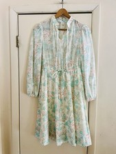 VTG 70s Cottagecore Fairy Boho Floral Hippie Handmade Balloon Sleeve Dress M