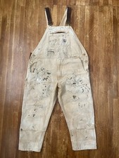 Vintage Carhartt Thrashed Double Knee Canvas Workwear Overalls 46x28