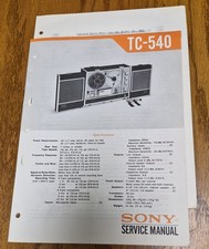 Sony TC-540 Tape Deck Service Manual w/Parts ...