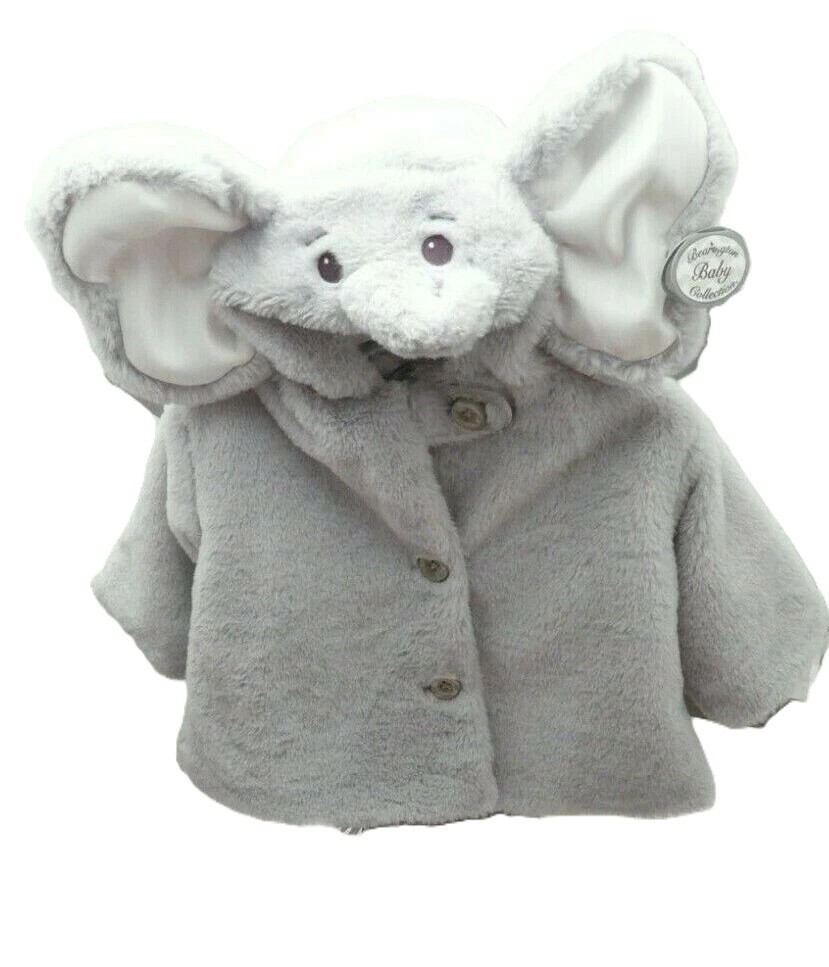 Bearington veste fourrure gris/bleu éléphant doublée tissu bébé 6-12 mois