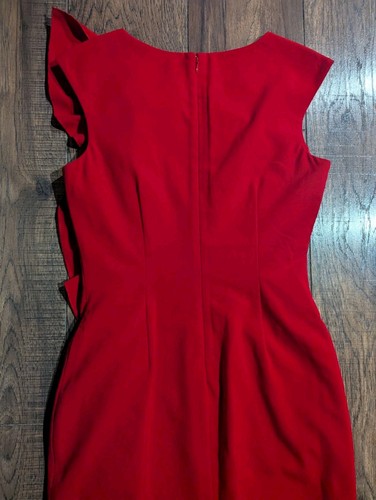 Calvin Klein Women's Classic Bright Red Ruffle Mini Dress Size 6 NWOT Dry Clean - Picture 11 of 14