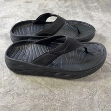 Hoka One One Flip Flops Sandals Size Mens 8 Womens 10 Black Recovery Comfort