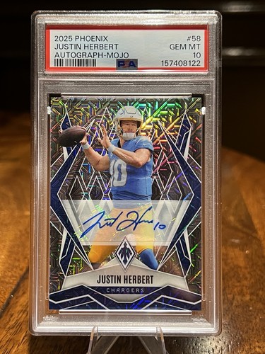 2025 Panini Phoenix - Justin Herbert #58 Mojo Autographs 10/15  PSA 10