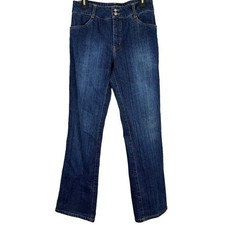 Halston Jeans Wear Stretch Womens Bootcut No Pocket Back Dark Wash Jeans sz 4