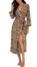 PrinStory Robes for Women 3/4 Sleeve Long Bath Large, Fp-apricot Ld Print