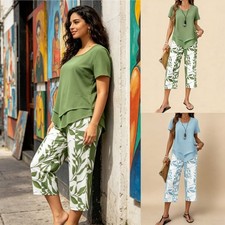 Summer Cool Set 2-piece Women's Casual Suit Layered Vest Capri Pants Daily Wear
