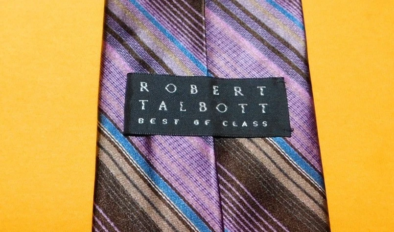 ROBERT TALBOTT MEJOR CORBATA A RAYAS MARRÓN/ROSA/AZUL - CORBATAS DE DISEÑADOR. Foto 3 de 3