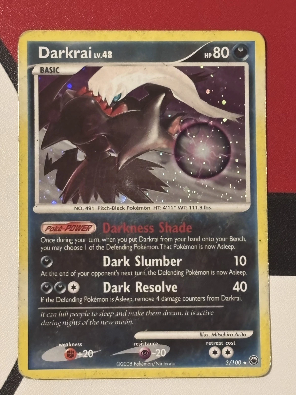 Darkrai Cosmos Holo Rare Card 3/100 Majestic Dawn Series Pokemon TCG