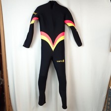 Triple Mens Full Body Wetsuit 7/6mm Scuba Dive Size XL Back Zip Black Neon READ