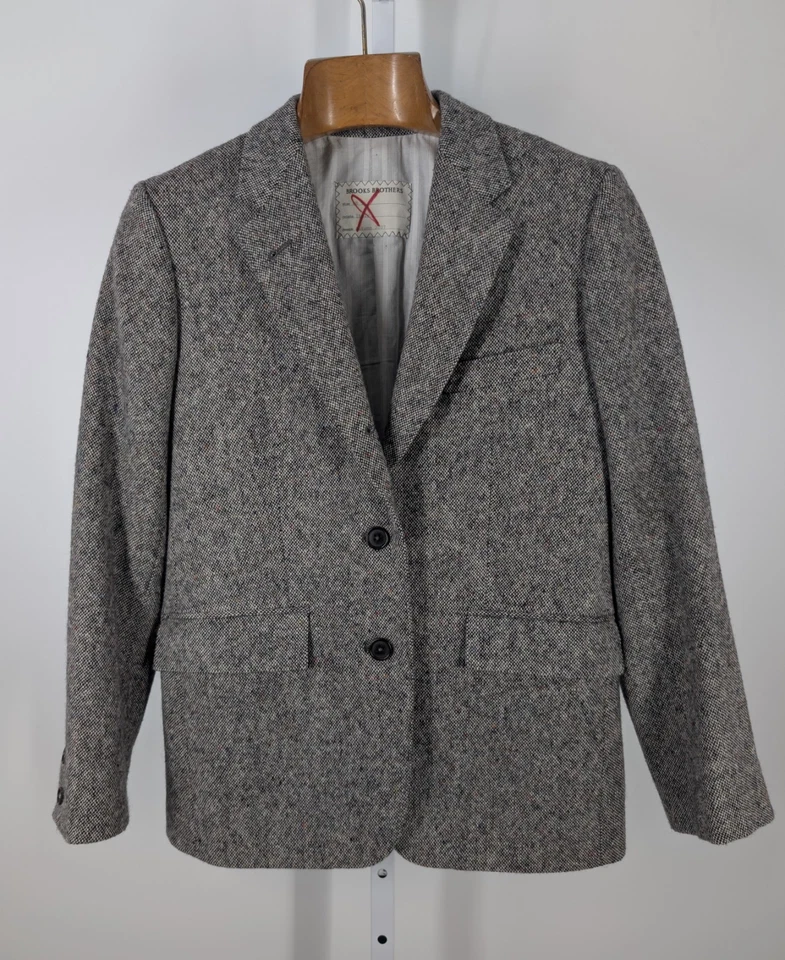 Brooks Brothers Черный Флис BB5 AW 2007 Образец Thom Browne Твидовый Блейзер Италия - Изображение 4 из 4