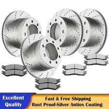 Front Rear Drilled Rotors Ceramic Brake Pads Kits Fit Dodge Ram 1500 2500 3500