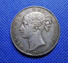 1847 Crown Victoria British Silver Coin