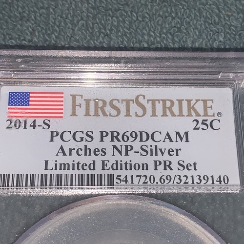 2014-S 25C Arches NP Silver. Limited Edition PR Set First Strike PCGS PR69DCAM - Picture 5 of 7