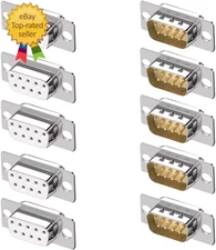 10PCS DB9 RS232 D-SUB Serial Solder Cup Connectors, Gold Plated Joints RS232 Ser