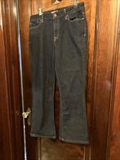 Tommy Hilfiger Women  s Mid Rise Flare Blue Jeans Size 10, Inseam 27  Dark Wash