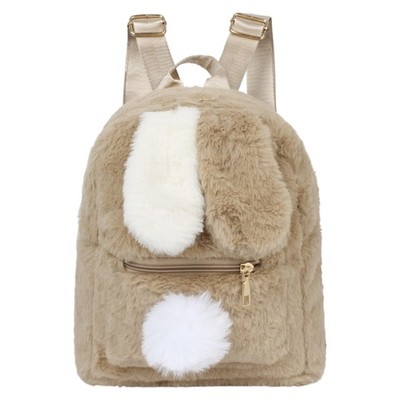 Cute Fluffy Backpack Mini Rabbit Ears Daypack Purse Faux Fur Small Travel for...