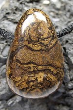 STROMATOLITH FOSSILIEN Anhänger gebohrt mit Lederband  Halskette MUSTERUNG !!!