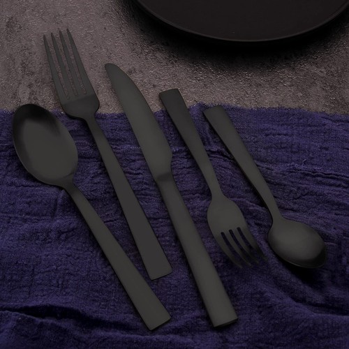 O.C.E. Matte Black Silverware Set, Stainless Steel Flatware Set, 20 Piece Tab... - Picture 6 of 6