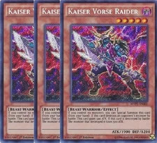 Yugioh Kaiser Vorse Raider x 3 - 1st Edtion Secret Rare NM - Free Holo Card