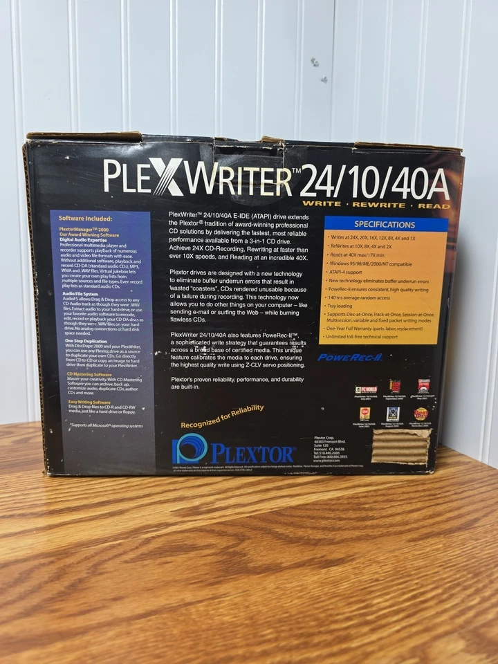 Vintage Plextor PlexWriter 24/10/40A IDE CD-RW Drive PX-W2410T BOX/INSERTS ONLY - Image 3 of 4