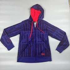 Under Armour Hoodie Womens Medium Purple Tie Dye Semi-Fitted Drawstring Full Zip