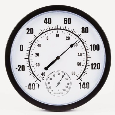 10 Inch Indoor Outdoor Thermometer with Hygrometer, Analog Wall Mounted Tempe...