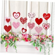 12 Pcs Valentine's Day Heart Yard Stakes Love Heart Metal Yard Signs Red Pink