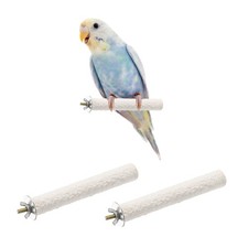 2Pcs 15 x 2 cm L x W Wood Perch Stand Colorful Paw Grinding Stick, White