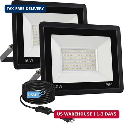 50W Flood Lights Outdoor,8000LM Bright LED Work Light,IP66 Waterproof Security O
