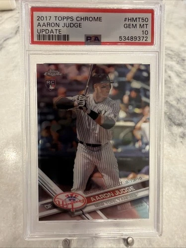 2017 Topps Chrome Update Aaron Judge rookie debut card RC HMT50 PSA 10 GEM Mint