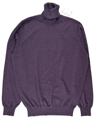 Brunello Cucinelli 100% Cashmere Turtleneck Roll Neck Sweater IT 52 Plum NWT