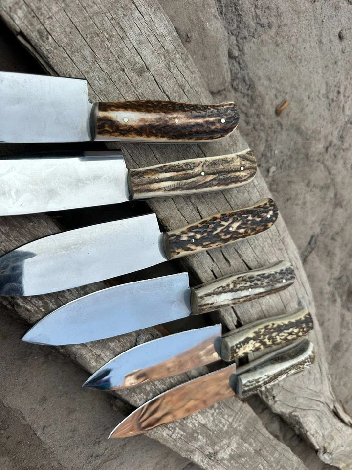 Conjunto de facas chef forjadas à mão (6 peças) – Lâminas de aço altamente polidas com chifre de veado - Imagem 4 de 4