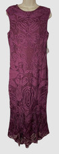 JS Collection Women's Purple Meli Soutache Tea Length Dress Size 14