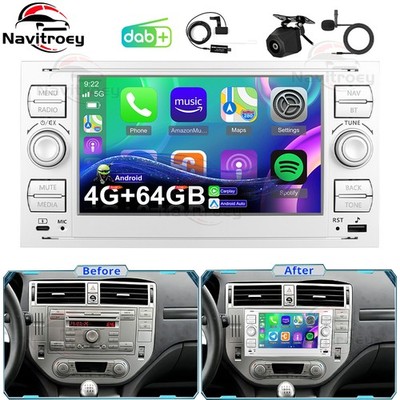 DAB+ Für Ford Focus C-Max 03-07 Android 15 Carplay Autoradio GPS Navi WIFI 4+64G