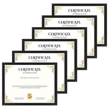 8.5x11 Certificate Frames 6 Packs, Elegant 8.5 x 11 Black Picture Frames Set,...