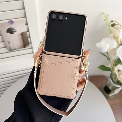 Hülle für Samsung Galaxy Z Flip7 FE Flip6 Flip5 4 Handykette Leder-Umhängeband
