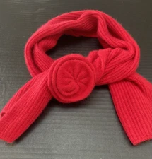 La Fiorentina Red Flower Accent Scarf Soft Angora Wool NICE design Rose Feminine